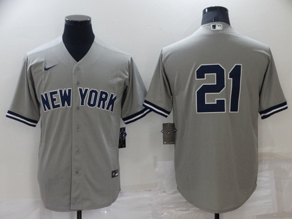 Men's New York Yankees #21 Paul O'Neill Grey Stitched Baseball Jersey